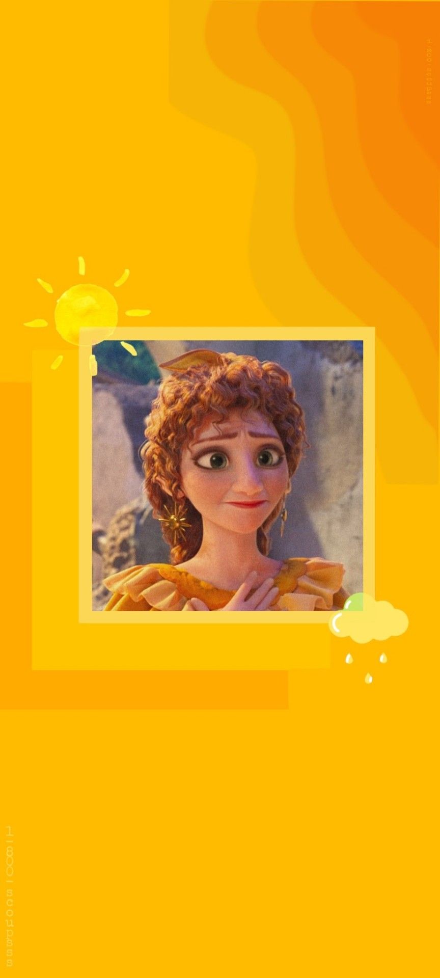 IPhone wallpaper of Anna from Frozen 2 with a yellow background - Encanto