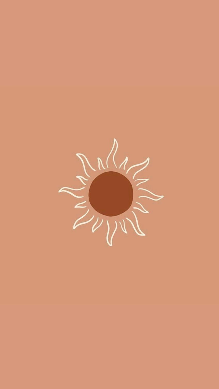 A sun symbol on an orange background - Minimalist, neutral, pastel minimalist