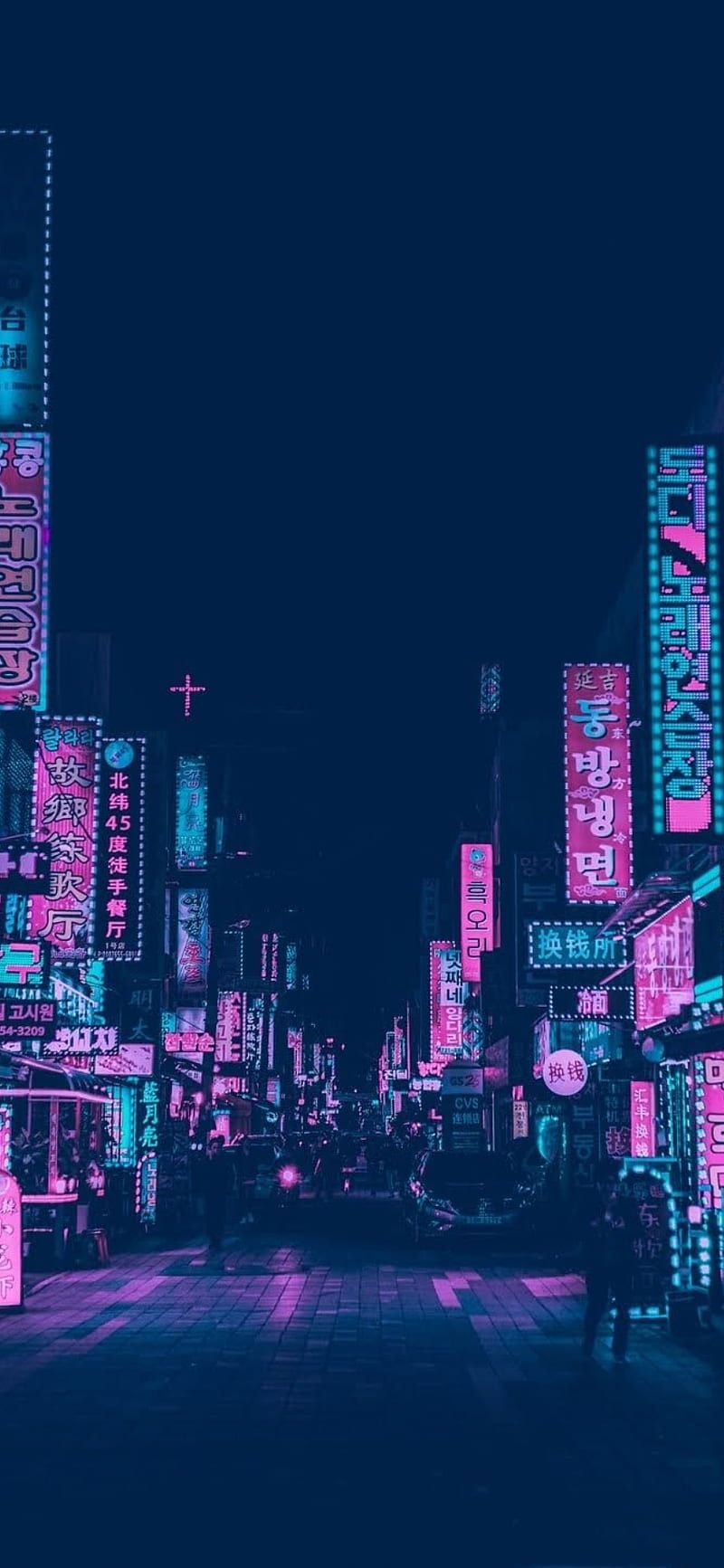 Aesthetic Neon City, blue, cool, purple, world, HD phone wallpaper