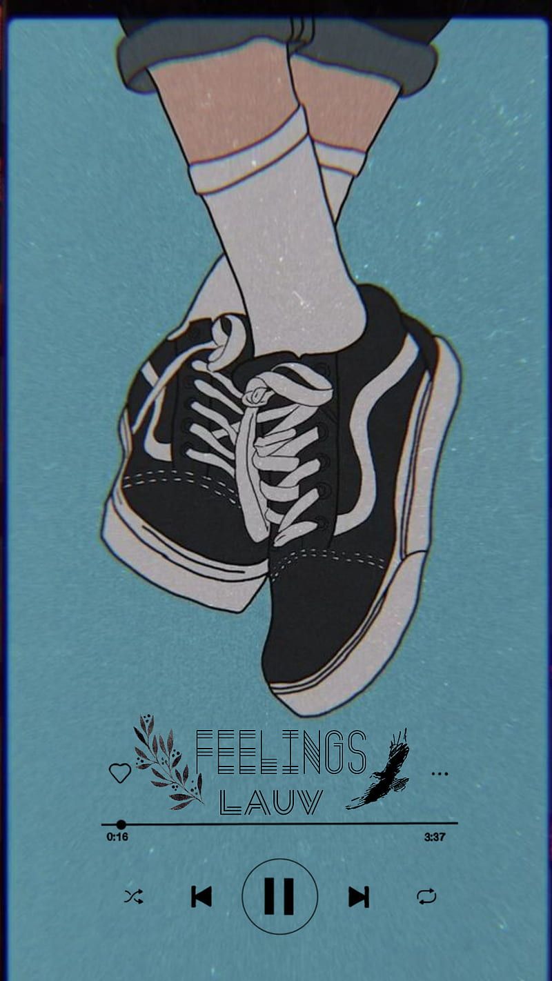 A poster of some sneakers with the words feelings lauw - Simple, shoes, Vans