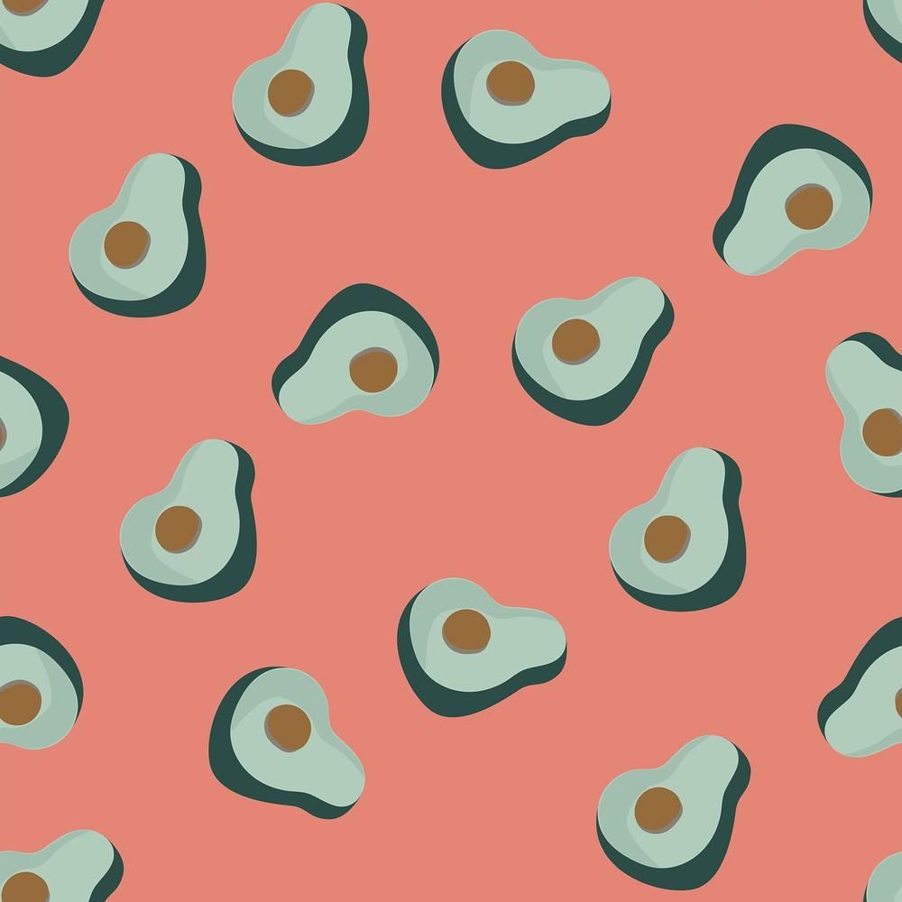 A repeating pattern of avocados on a salmon pink background - Avocado