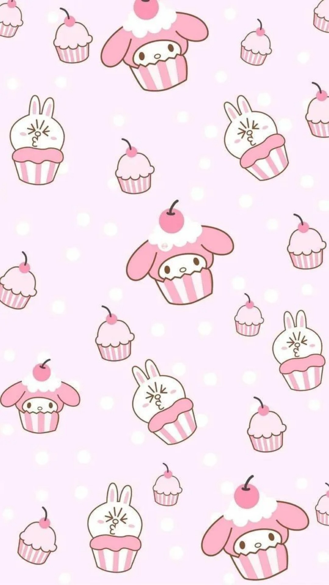 A pattern of cute cupcakes and  - Sanrio