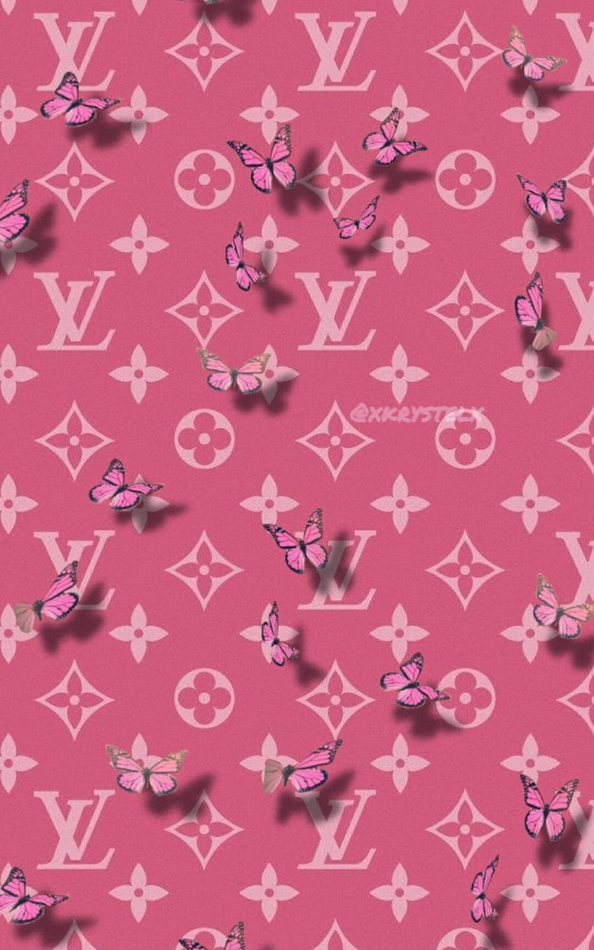 A pink background with louis vuitton butterflies - Louis Vuitton