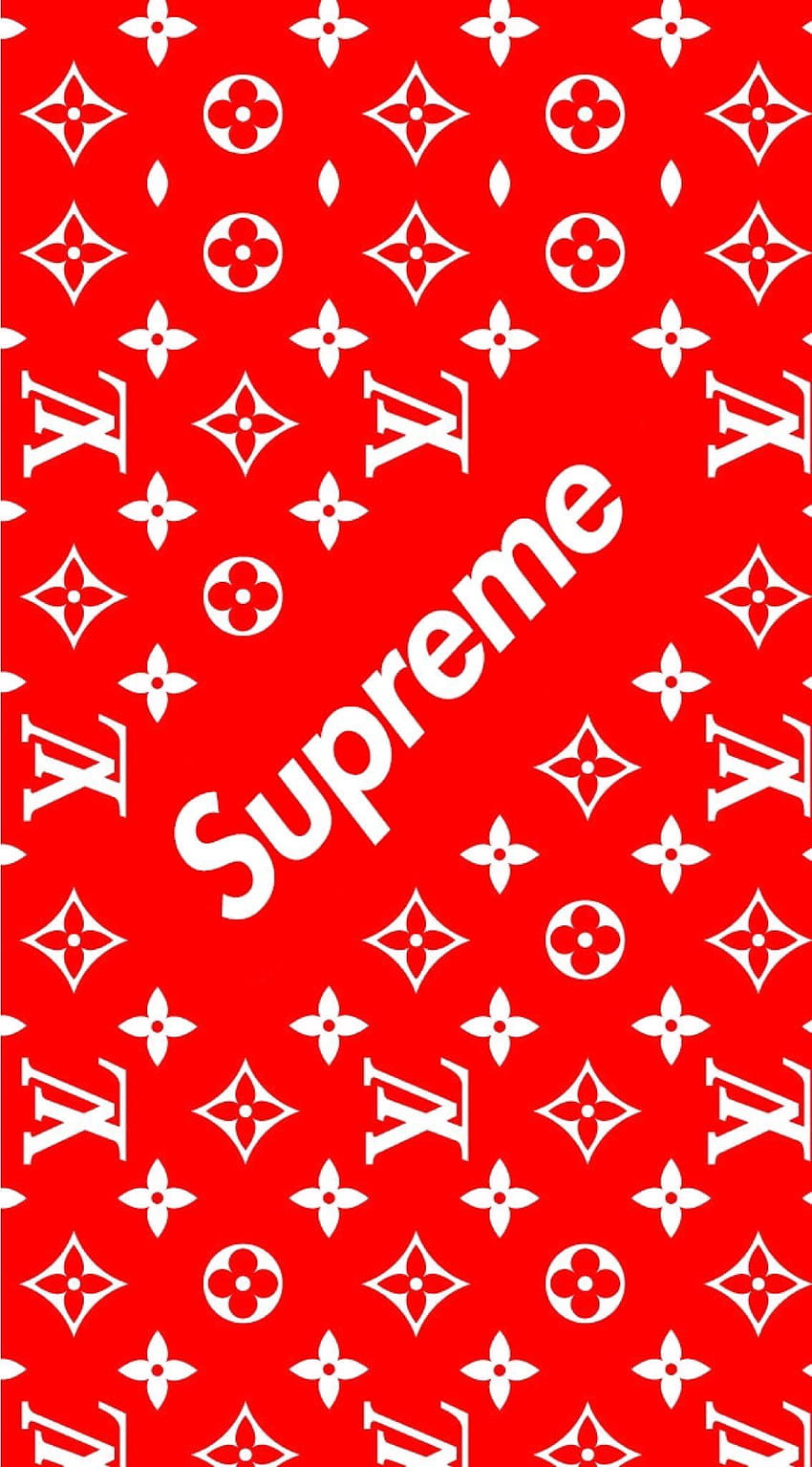 The supreme logo is on a red background - Louis Vuitton