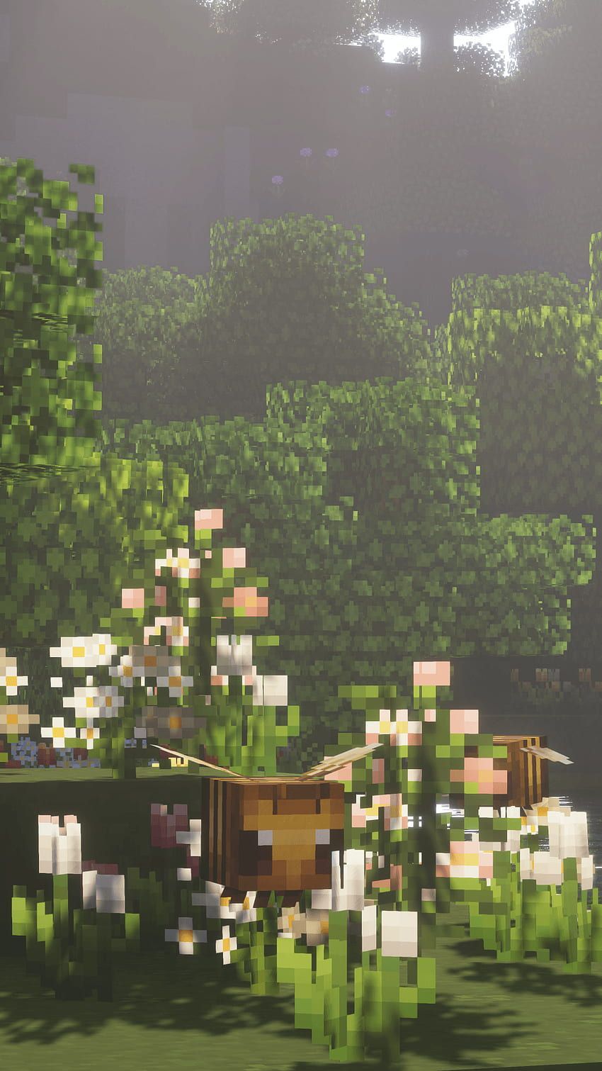 A picture of some flowers in the grass - Minecraft