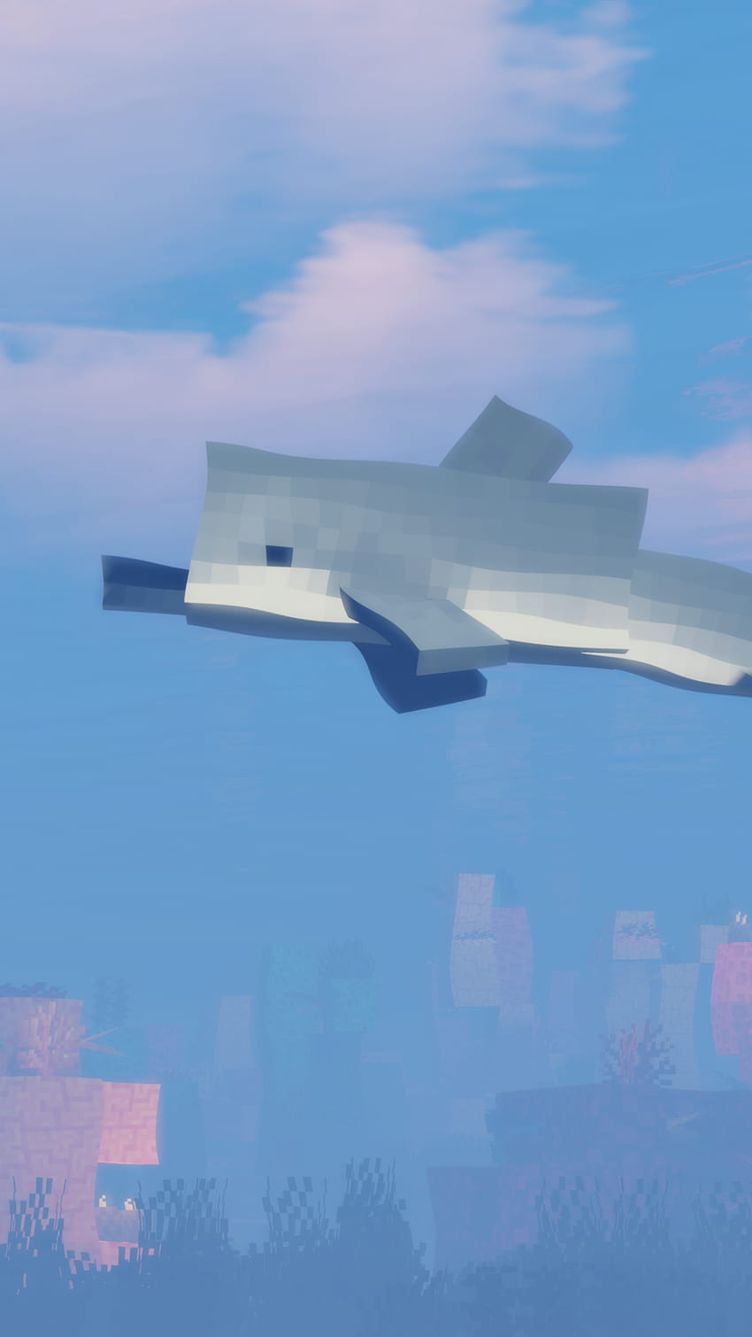 A Minecraft shark swimming in the sky - Minecraft