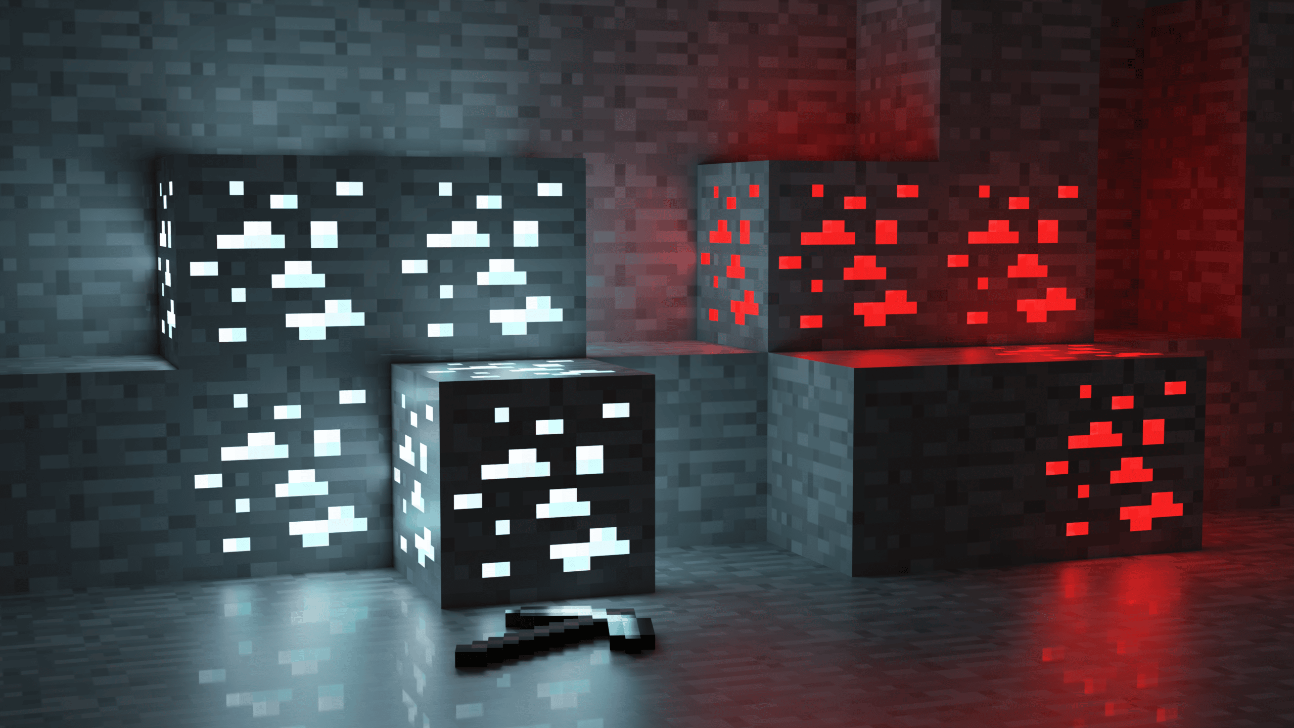 The cube lamp is made of dark and light gray parts, and the surface is rough and filled with holes. - Minecraft