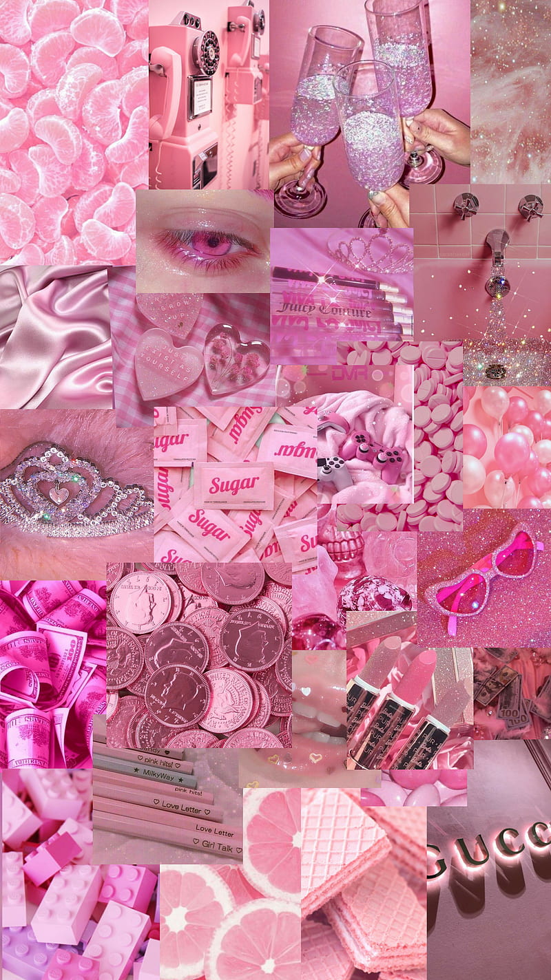 A collage of pictures that are all pink - Money