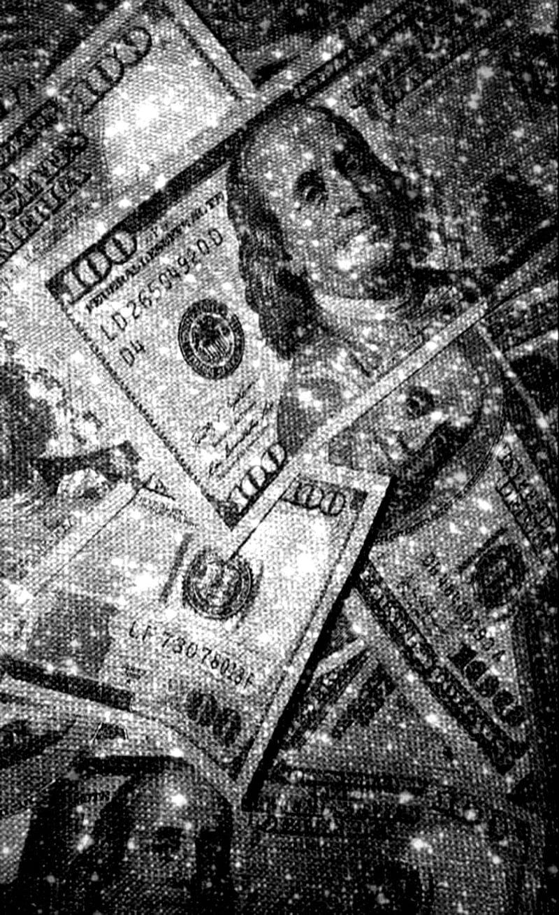 A black and white image of money - Money