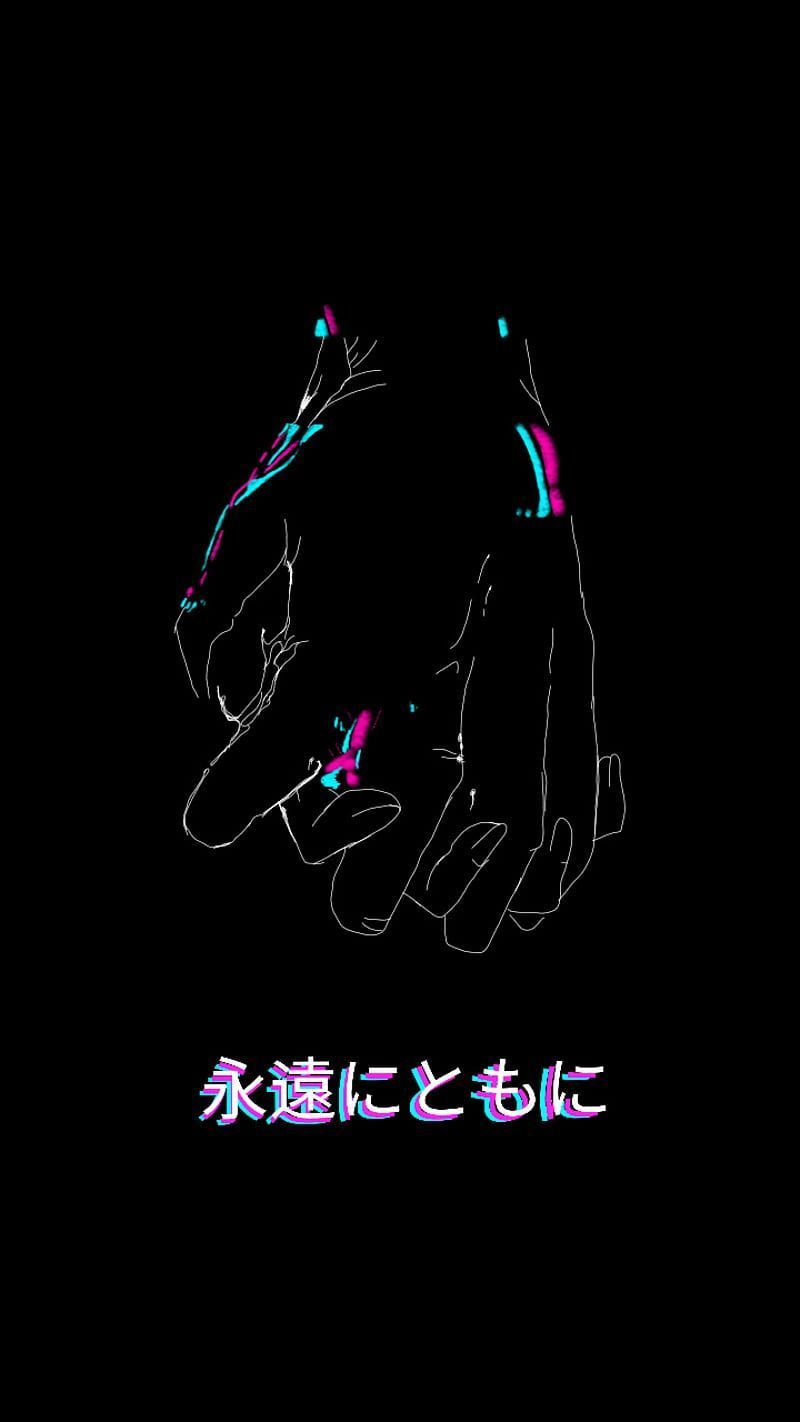 Together forever, aesthetic, black, black aesthetic, glitch, message, pretty, HD phone wallpaper