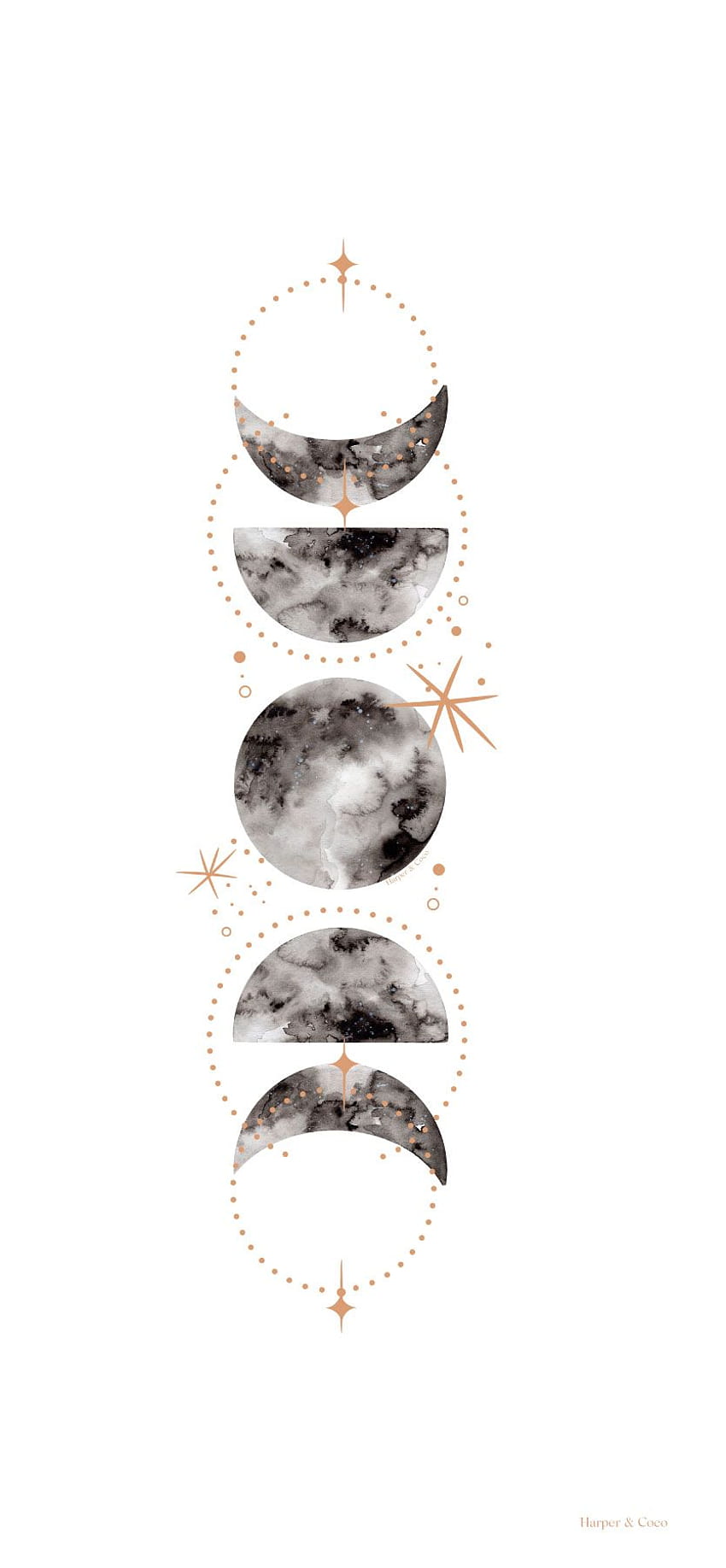 IPhone wallpaper with a marble moon phases design - Moon phases