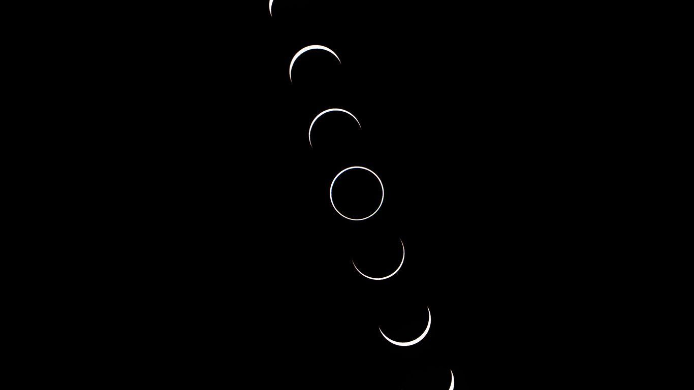 Download wallpaper 1366x768 moon, phases, black tablet, laptop HD background