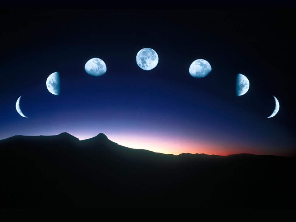 The phases of a moon in different positions - Moon phases