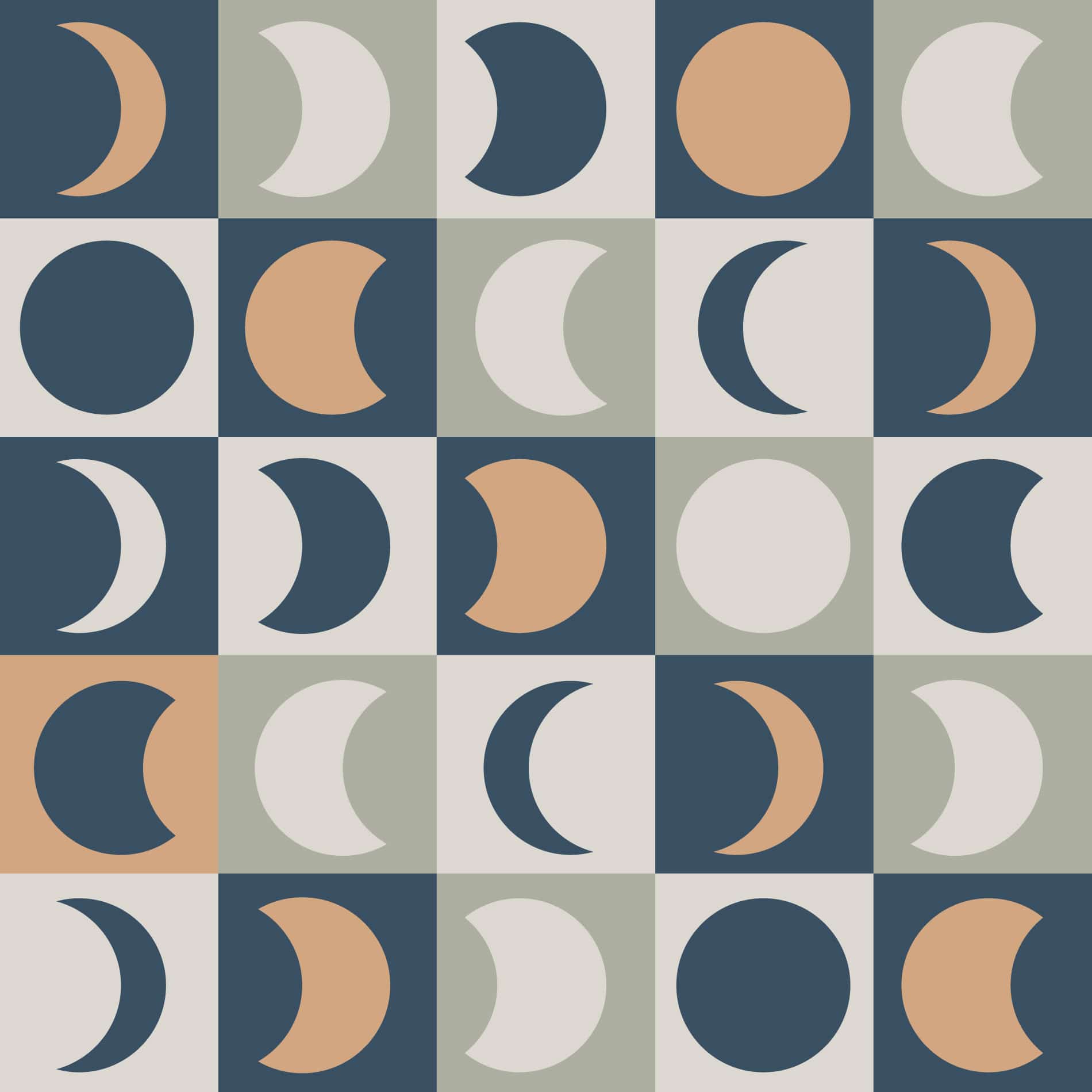 Multicolor Moon Phase Wallpaper And Stick Or Non Pasted