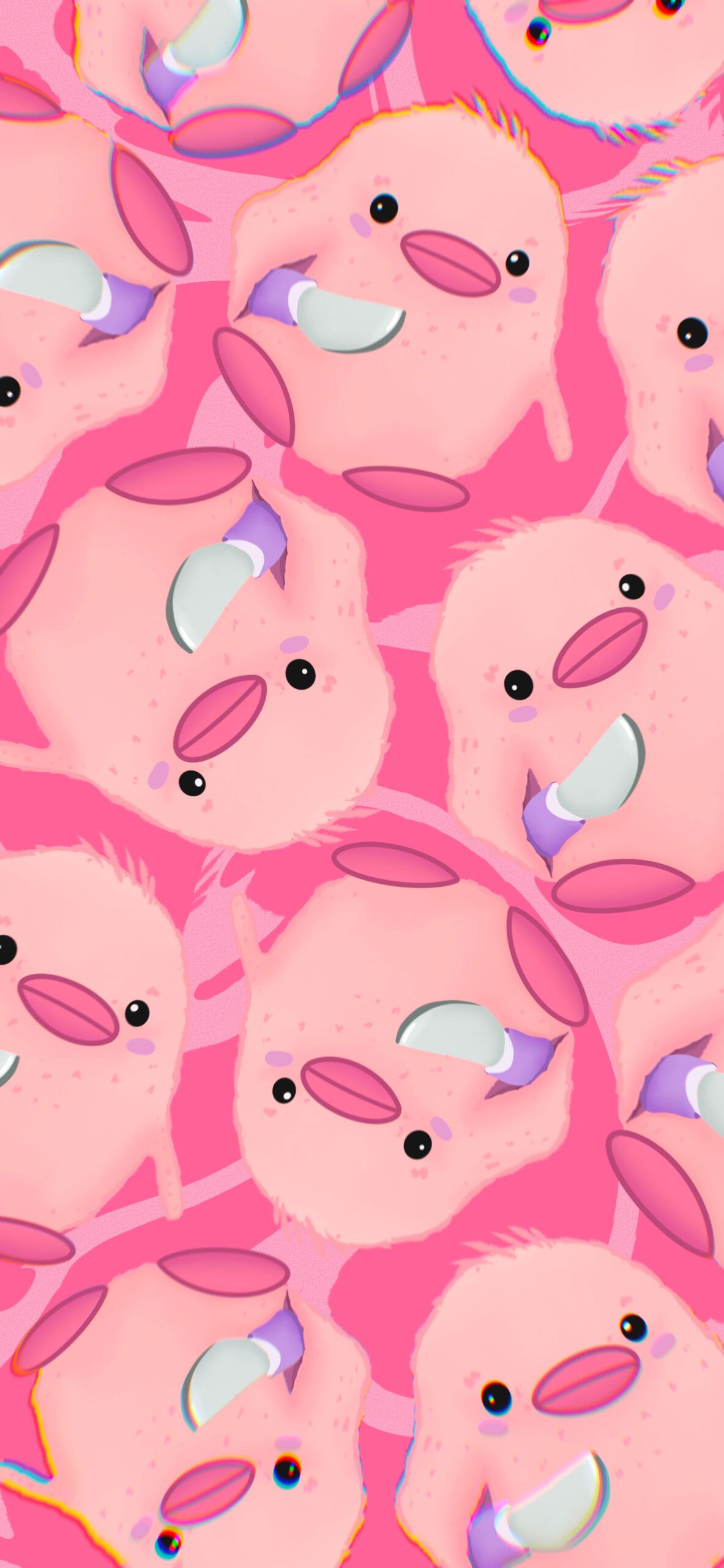 IPhone wallpaper with a pink background and cute pink dolphins - Duck