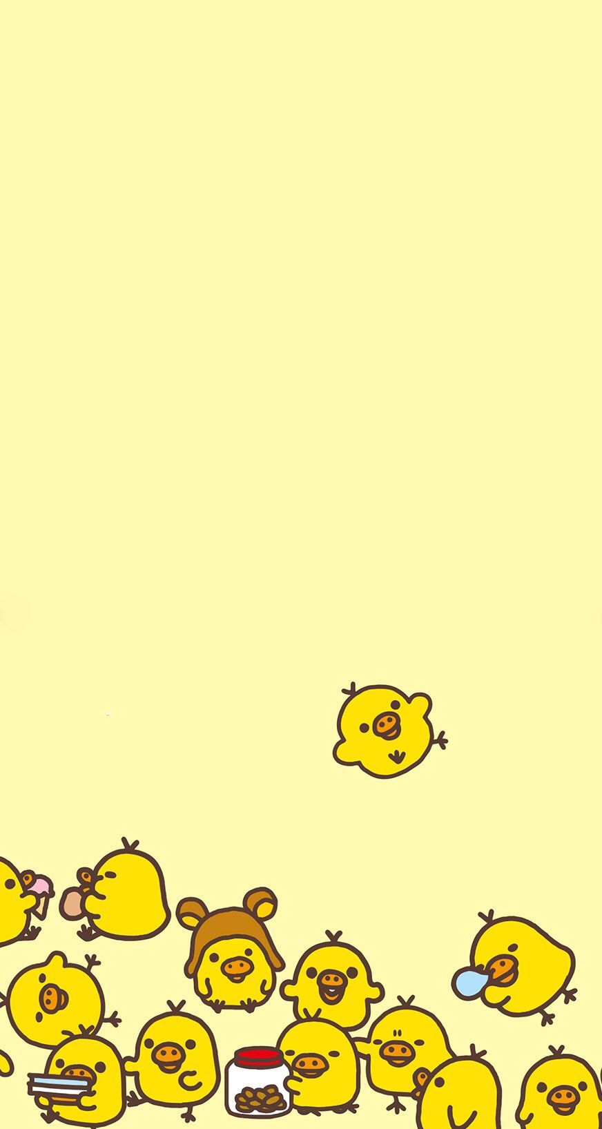 Wallpaper for phone cute yellow duck with friends in the morning - Duck