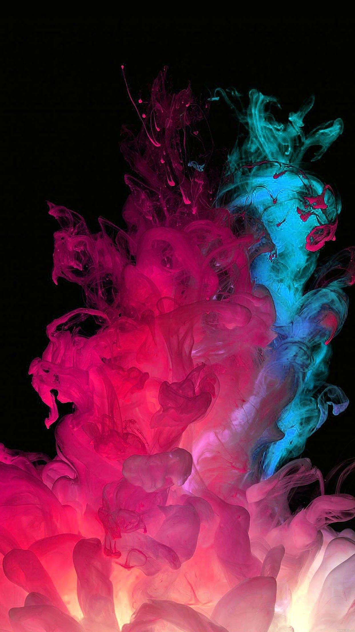 A close up of some colored ink - Smoke