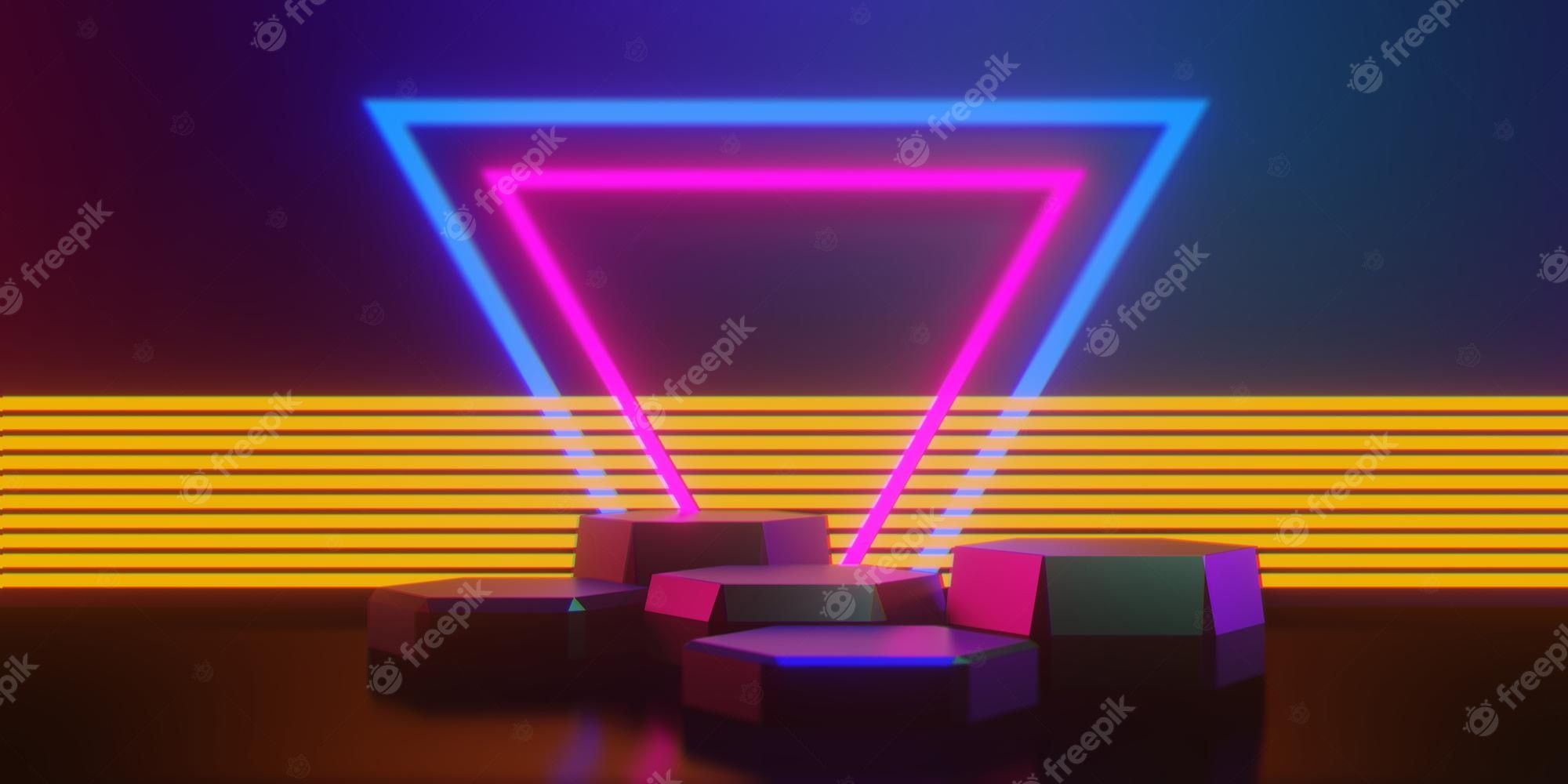 3d render, abstract neon background, geometric shapes, modern minimal design, stage for your product presentation - Gaming, 3D
