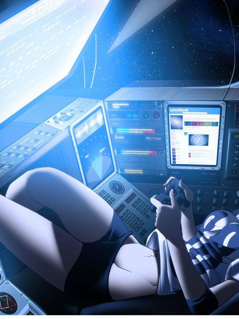 A person in a space ship cockpit with a lot of buttons and screens - Gaming