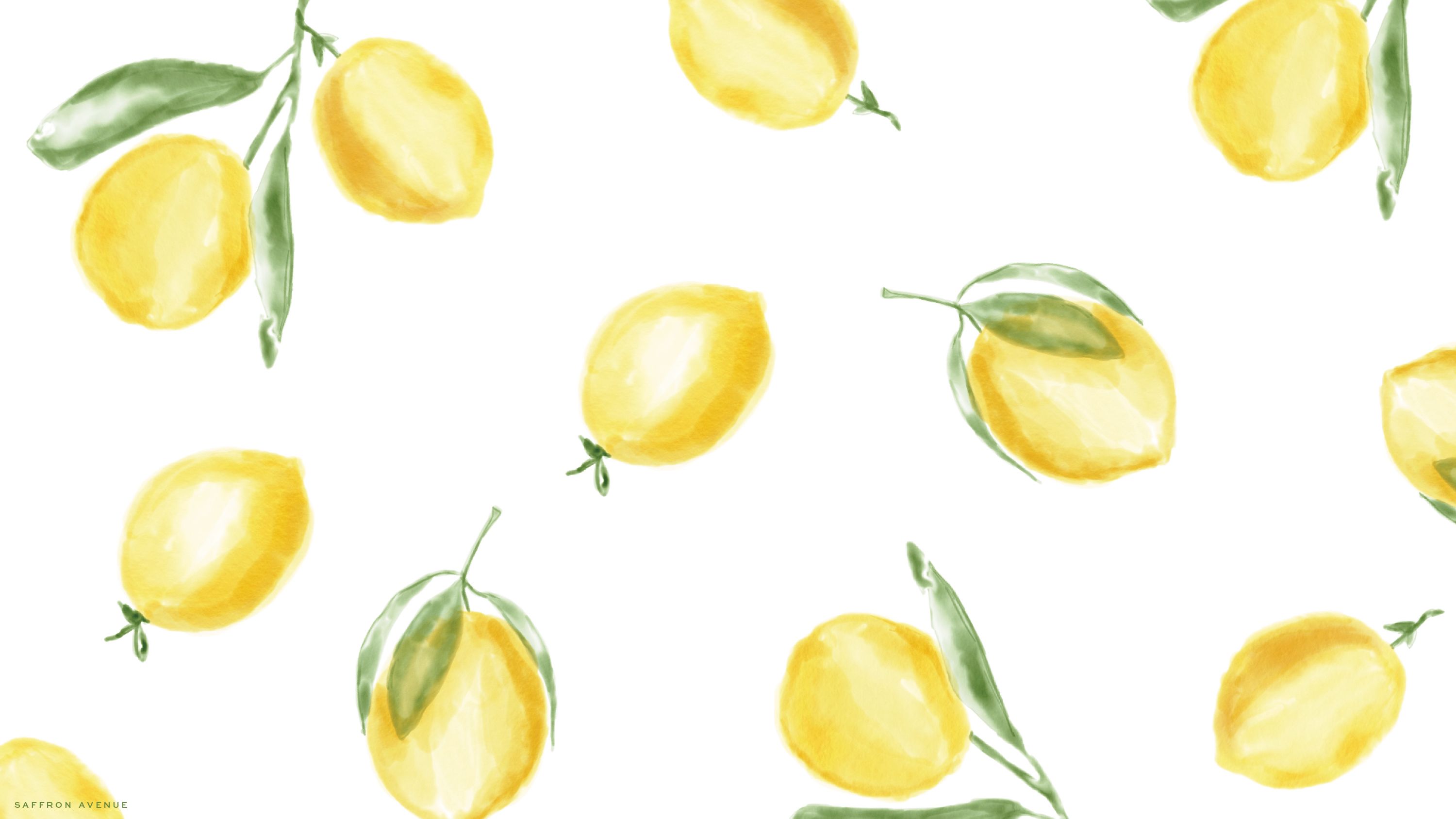 A pattern of lemons with leaves and stems - Lemon, bright