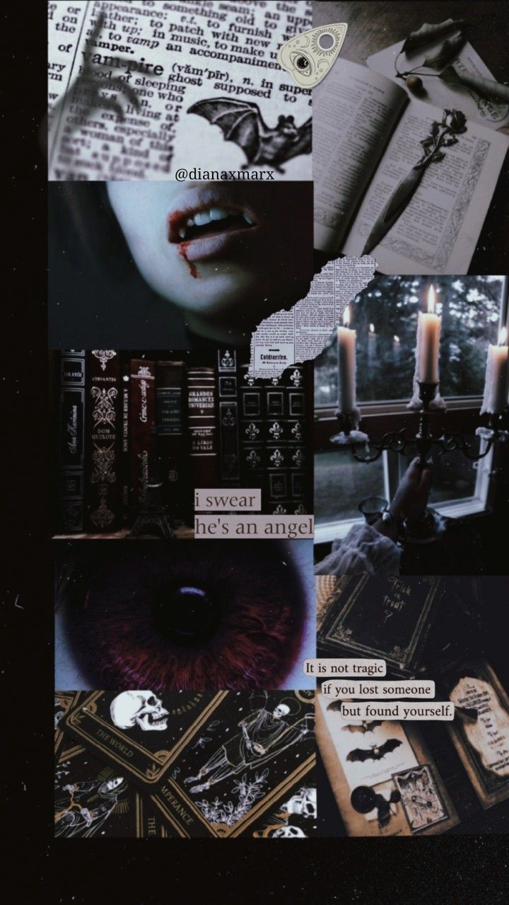 Aesthetic with witch books, candles, and blood. - Vampire