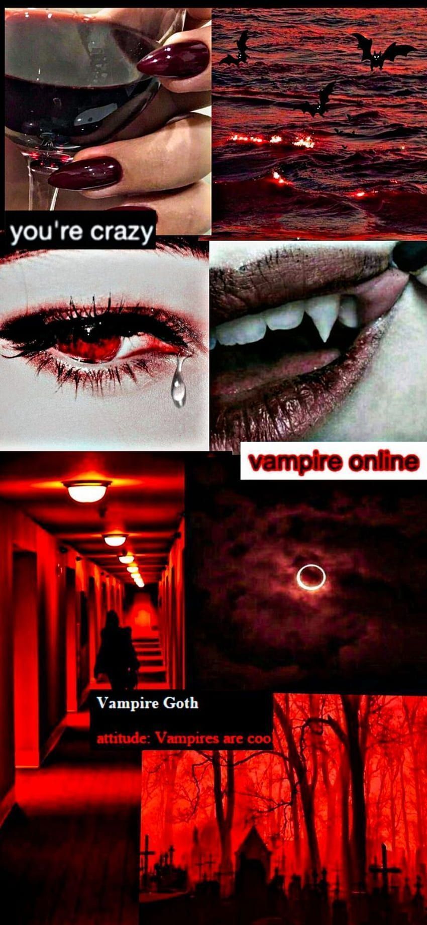 A collage of pictures with red and black - Vampire