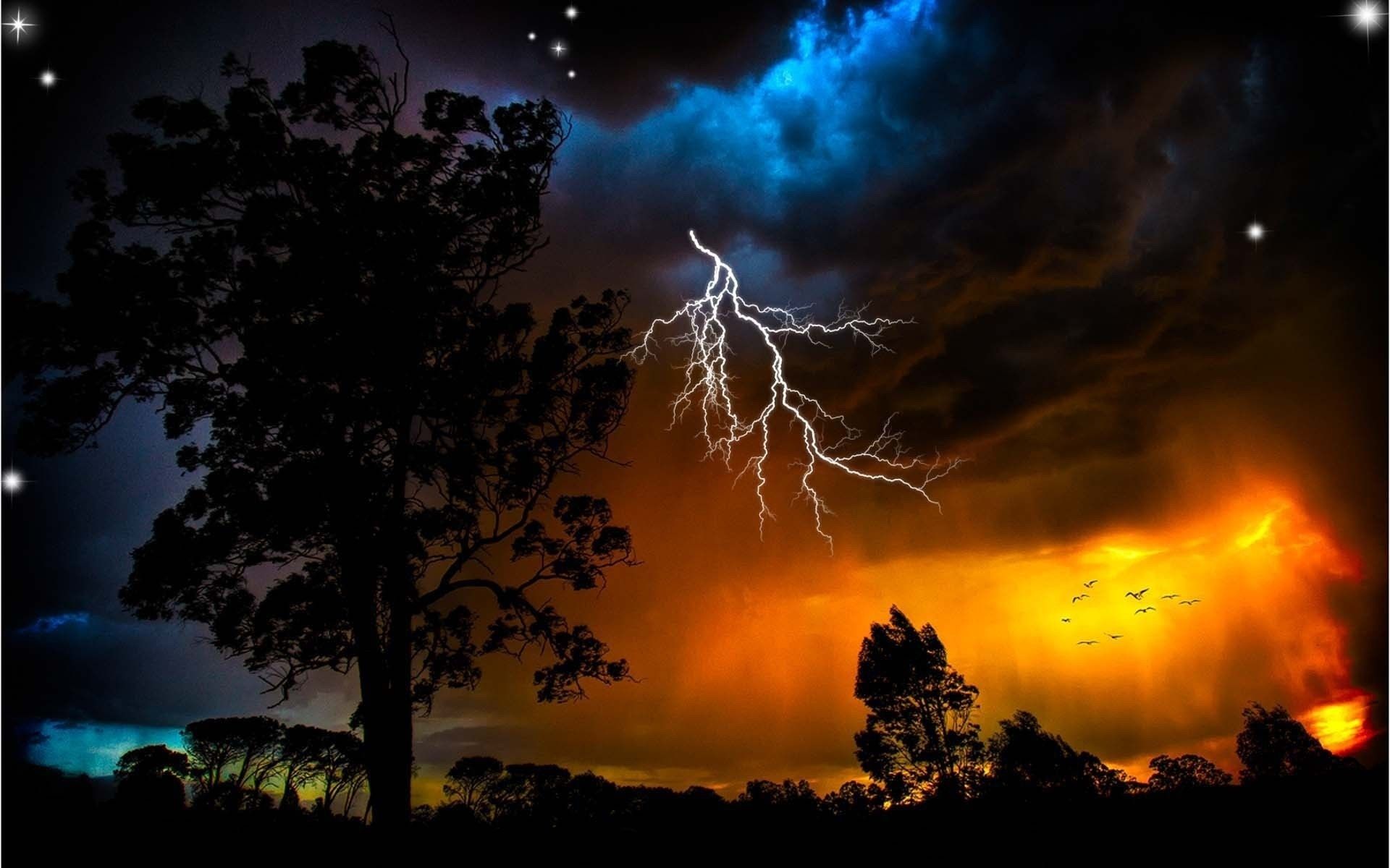 A lightning bolt in the sky during a storm. - Lightning