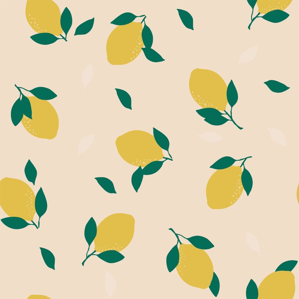 A pattern of lemons on beige background - Preppy, lemon