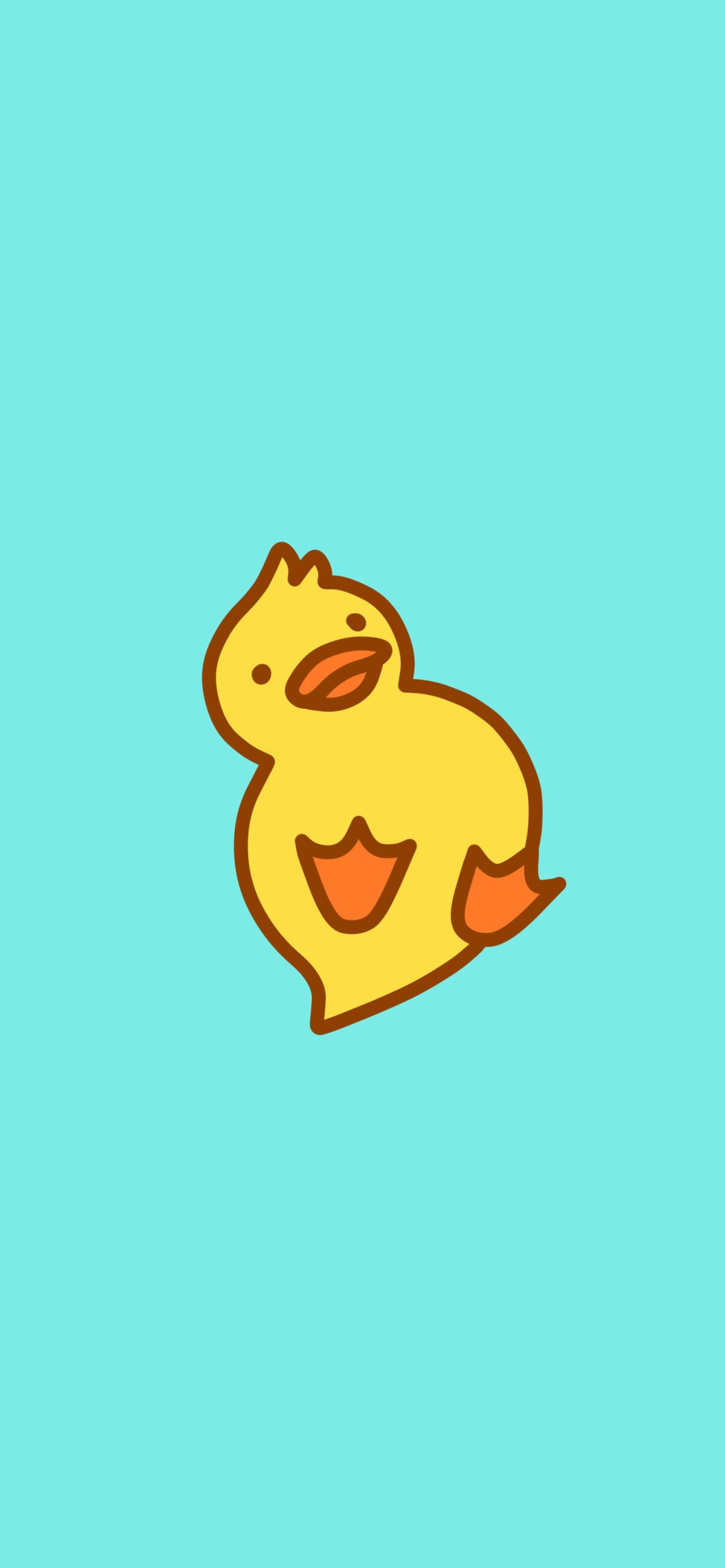 A cute yellow duck on a blue background - Duck