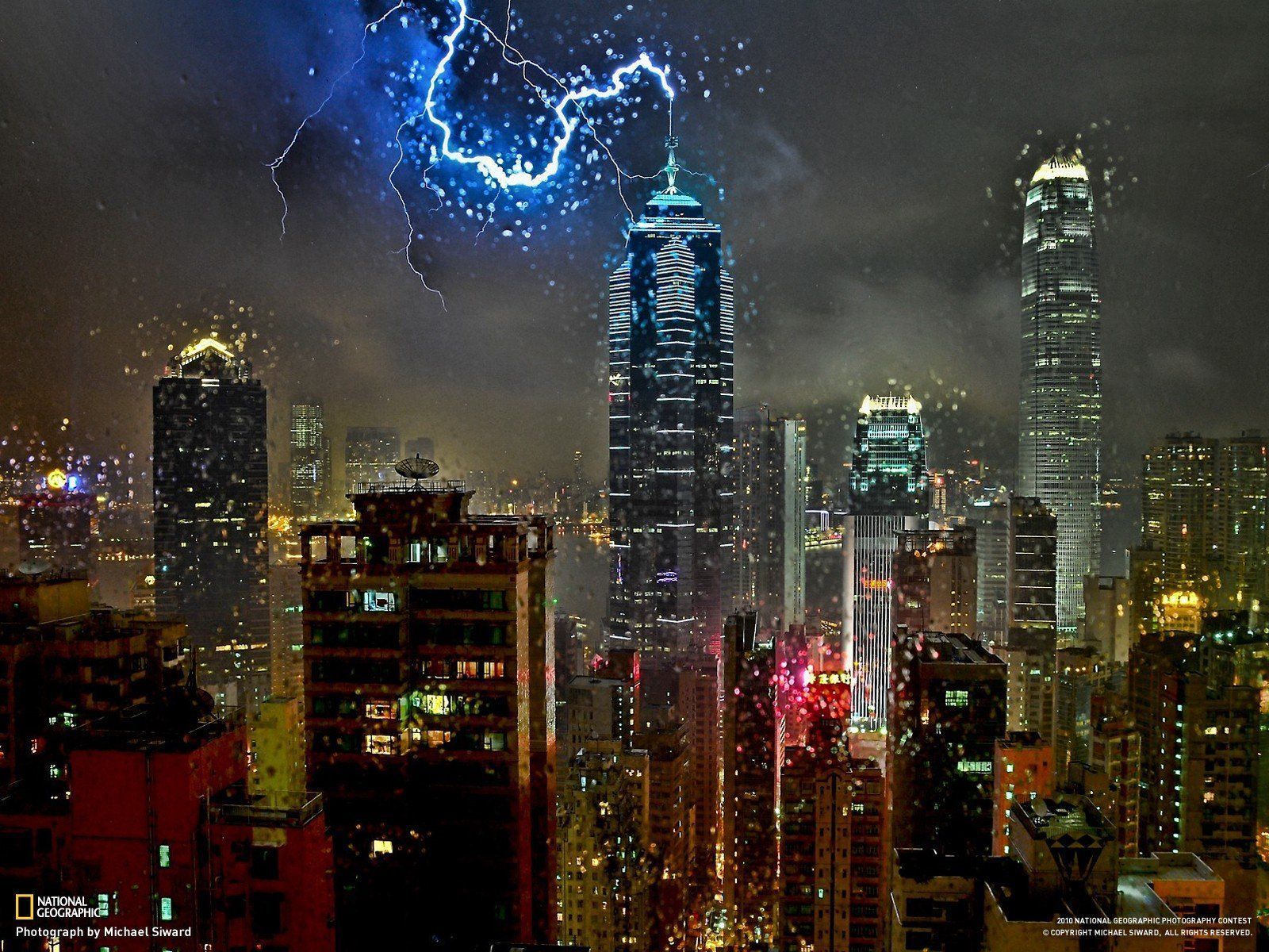 A lightning storm over the city of Hong Kong - Lightning, storm