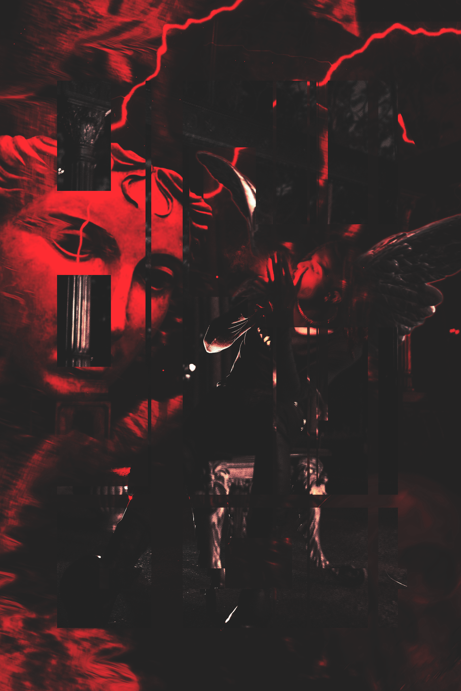 A demon girl with horns and red eyes stands in a red-lit room. - Vampire