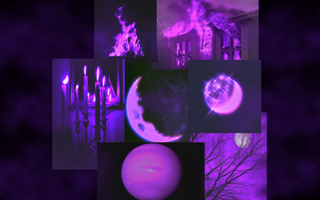 A collage of purple pictures with different objects - Vampire