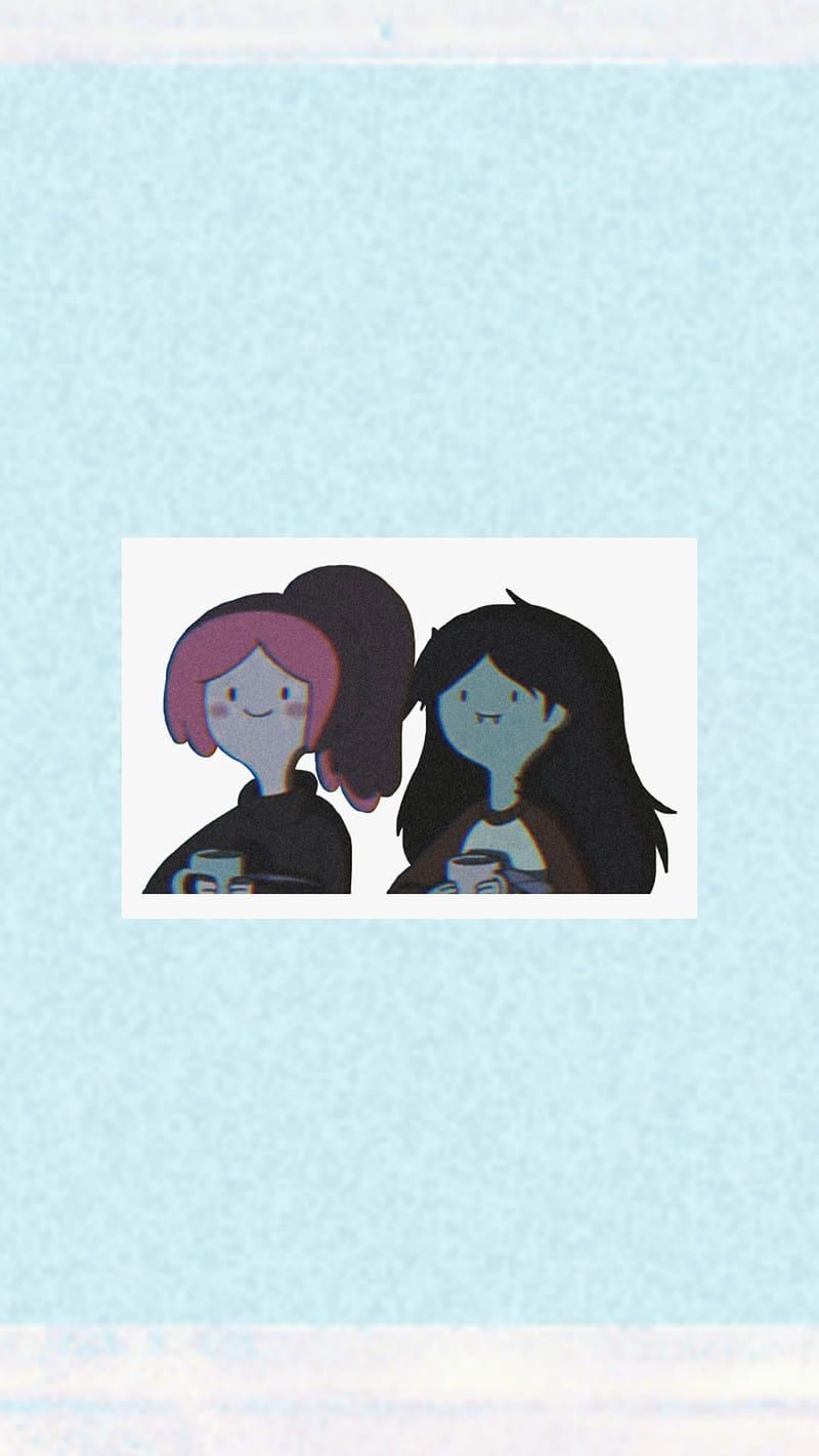 A sticker of two characters from Adventure Time, one pink haired and one purple haired, both smiling. - Vampire