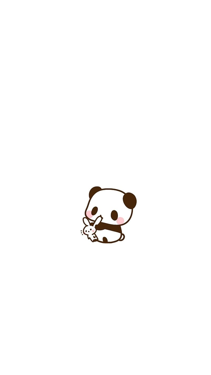 IPhone wallpaper of a cute panda holding a white rabbit. - Panda