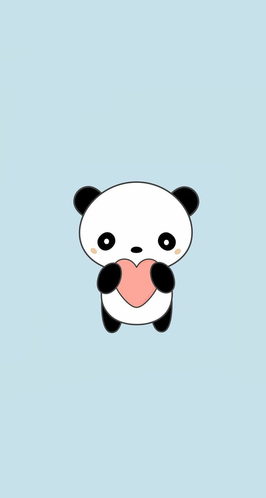 A panda holding a heart on a blue background - Panda