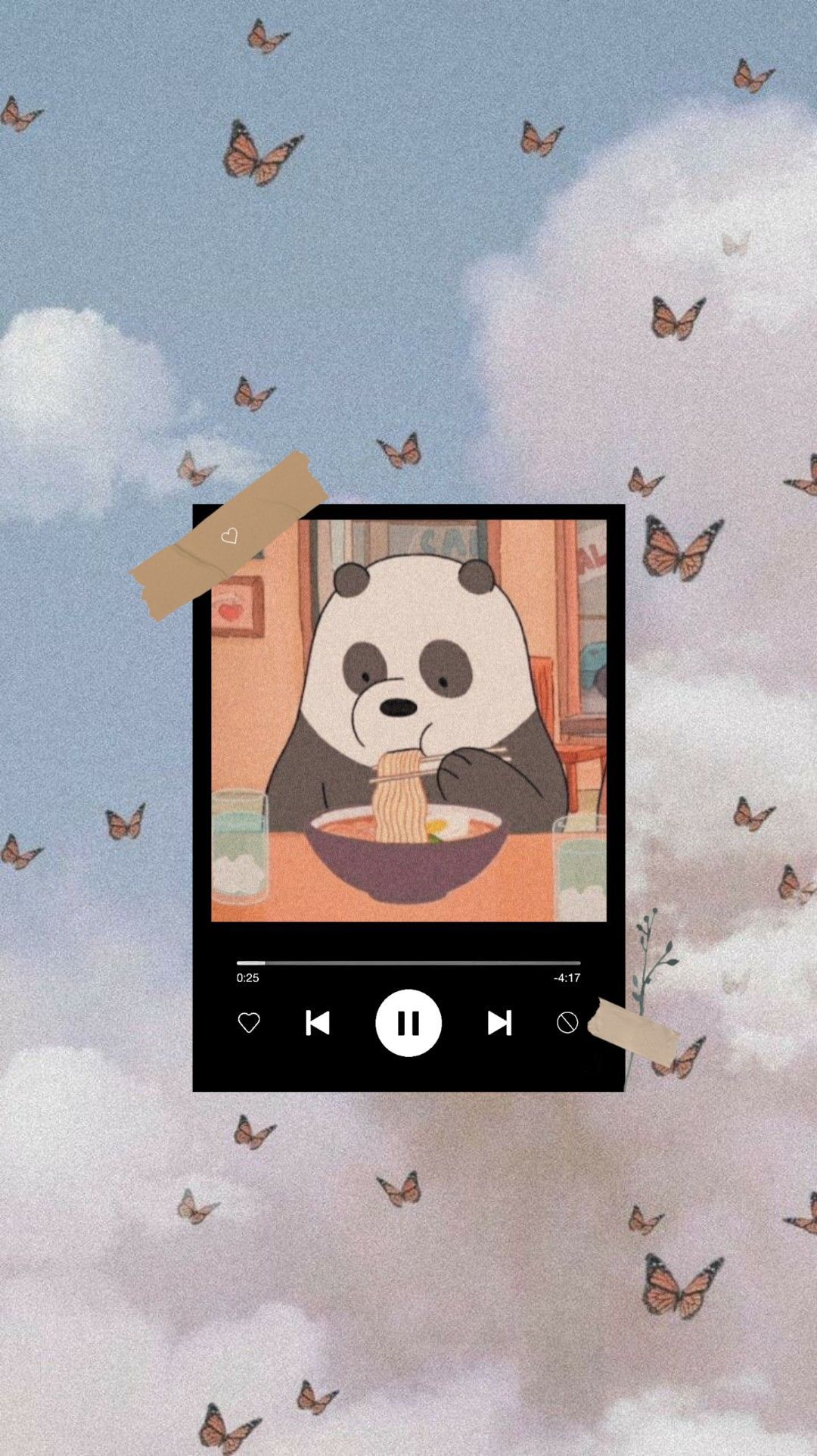 Aesthetic wallpaper with a panda eating noodles - Panda