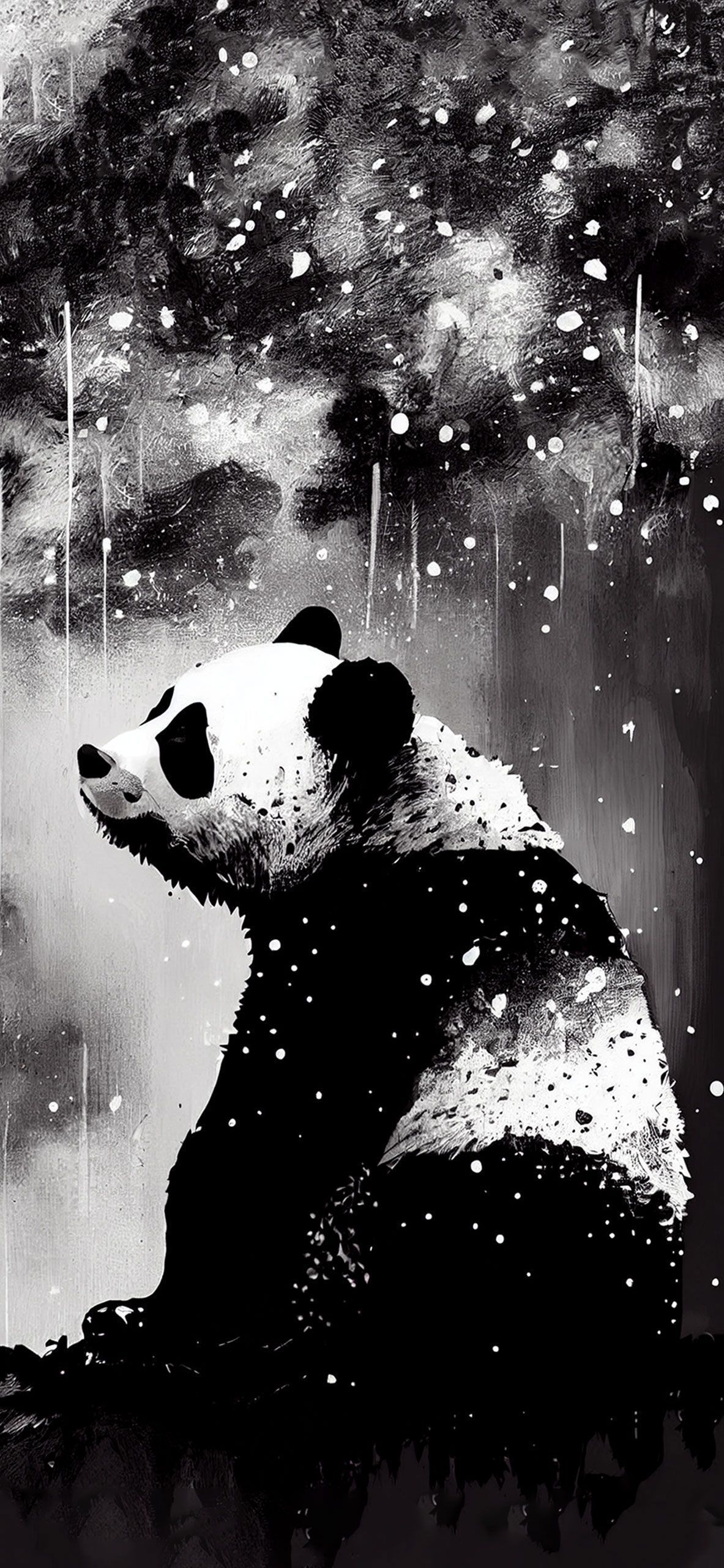 Sad Panda Black & White Wallpaper Aesthetic Wallpaper