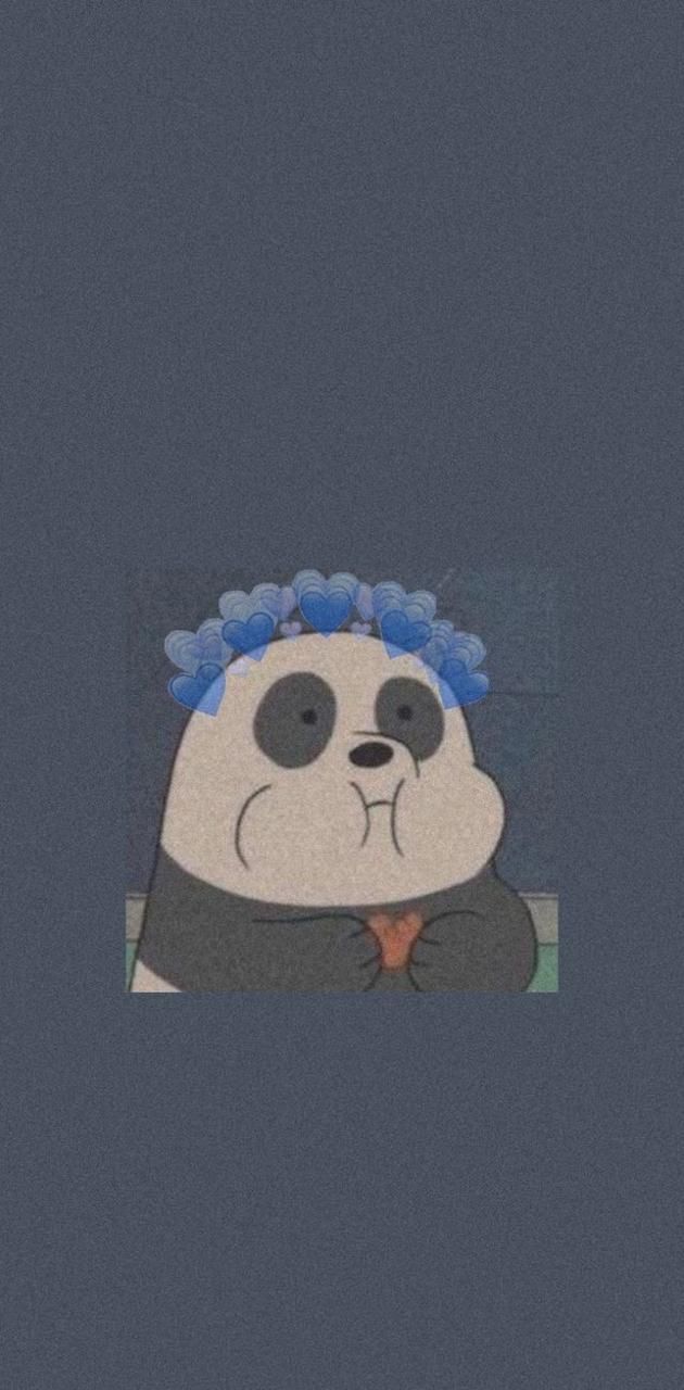 A wallpaper of a panda with blue hair. - Panda