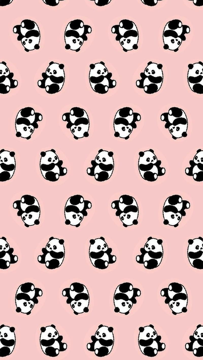 Aesthetic, black, cute, lembut, panda, pink, white, HD phone wallpaper