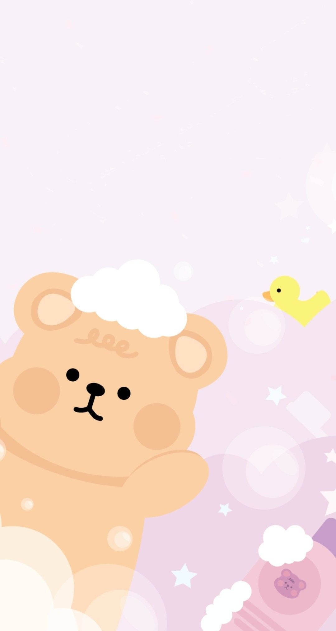A cute bear with soap bubbles in the background - Duck