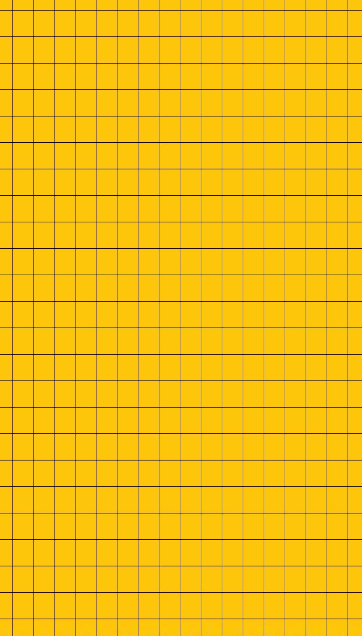 Basic mustard yellow and black grid wallpaper