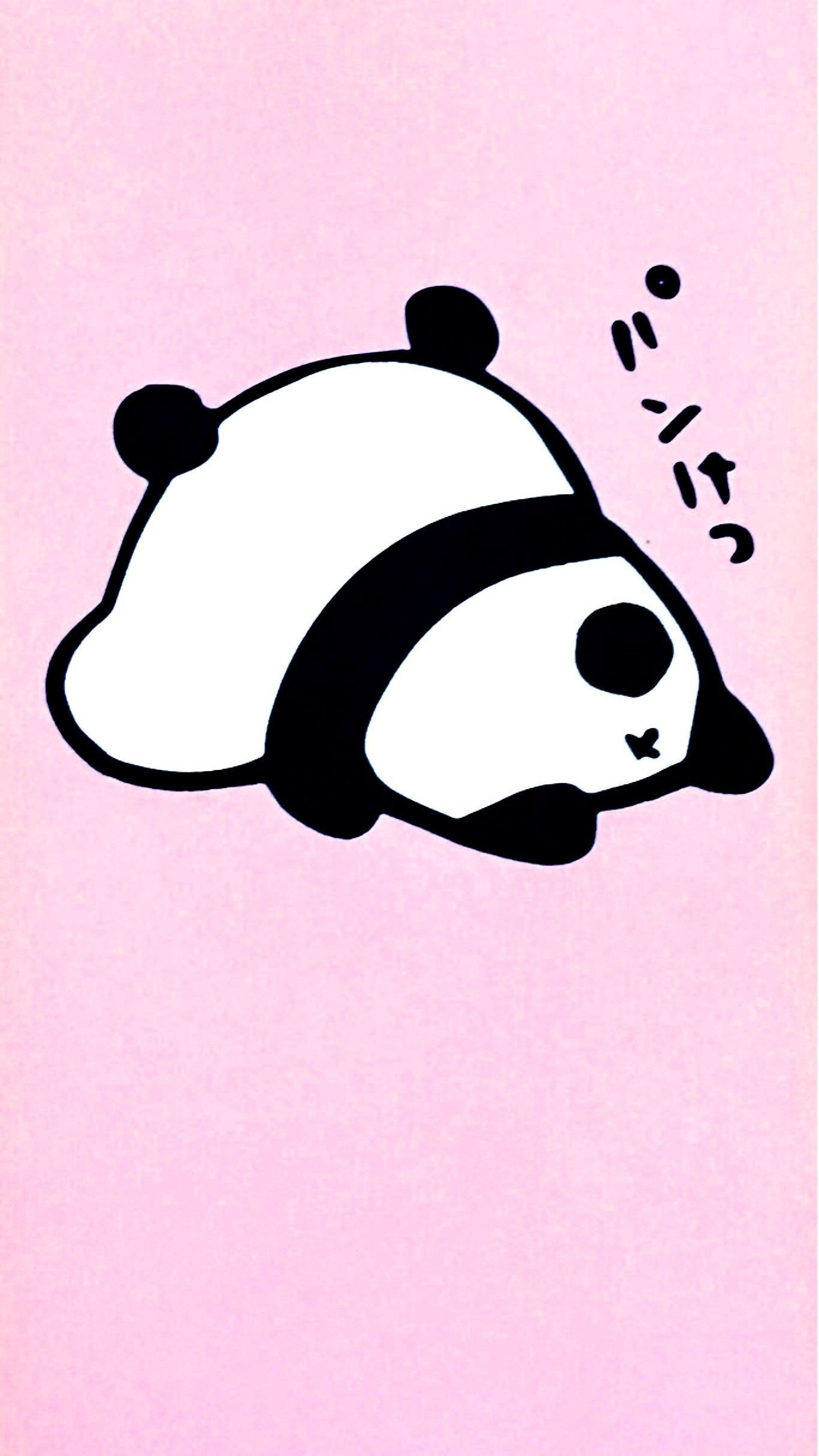 A sleeping panda on a pink background - Panda