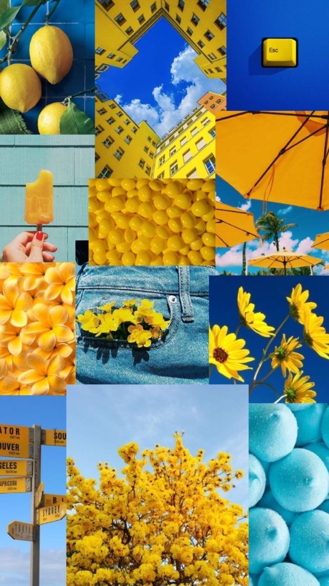 A collage of yellow flowers and trees - 