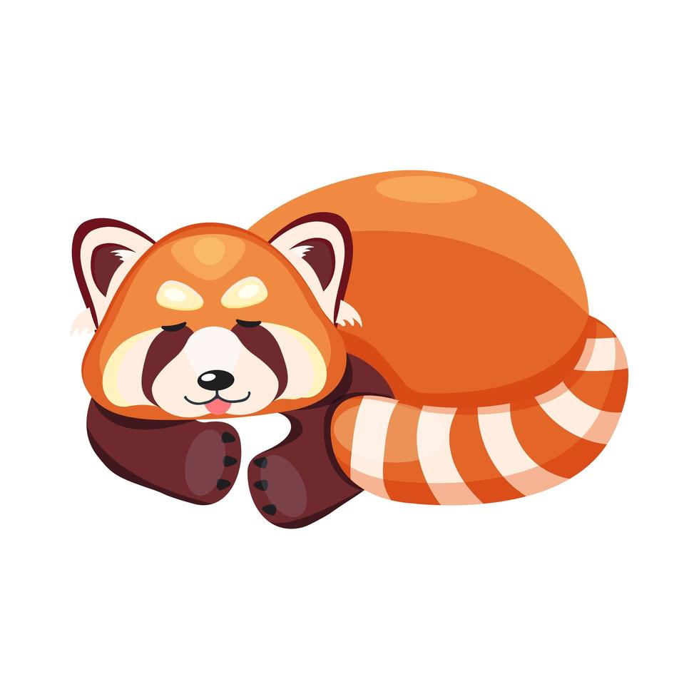 Red panda sleeping curled up on the ground vector - Panda