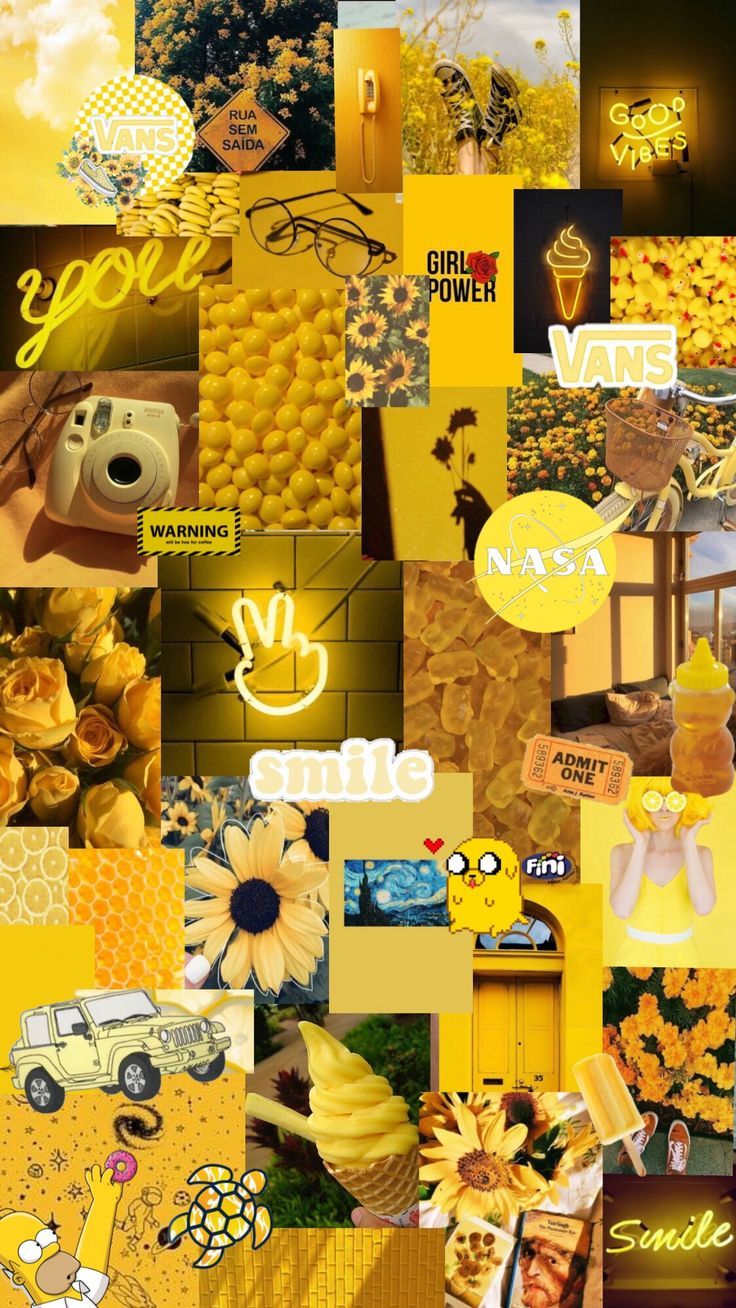 Aesthetic Yellow Collage Lockscreen in 2020 | Yellow aesthetic ... - 