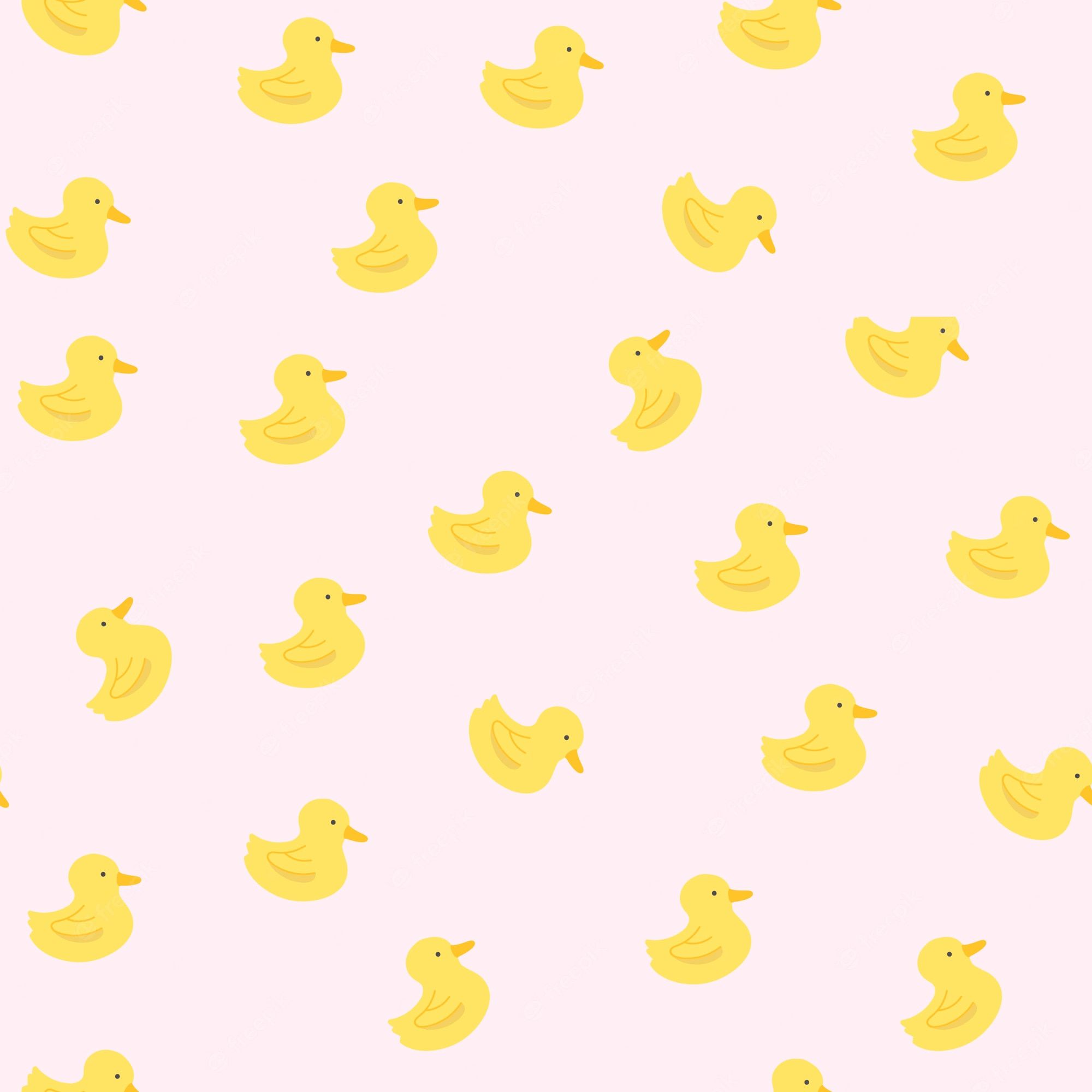 A pink background with a pattern of yellow rubber ducks. - Duck