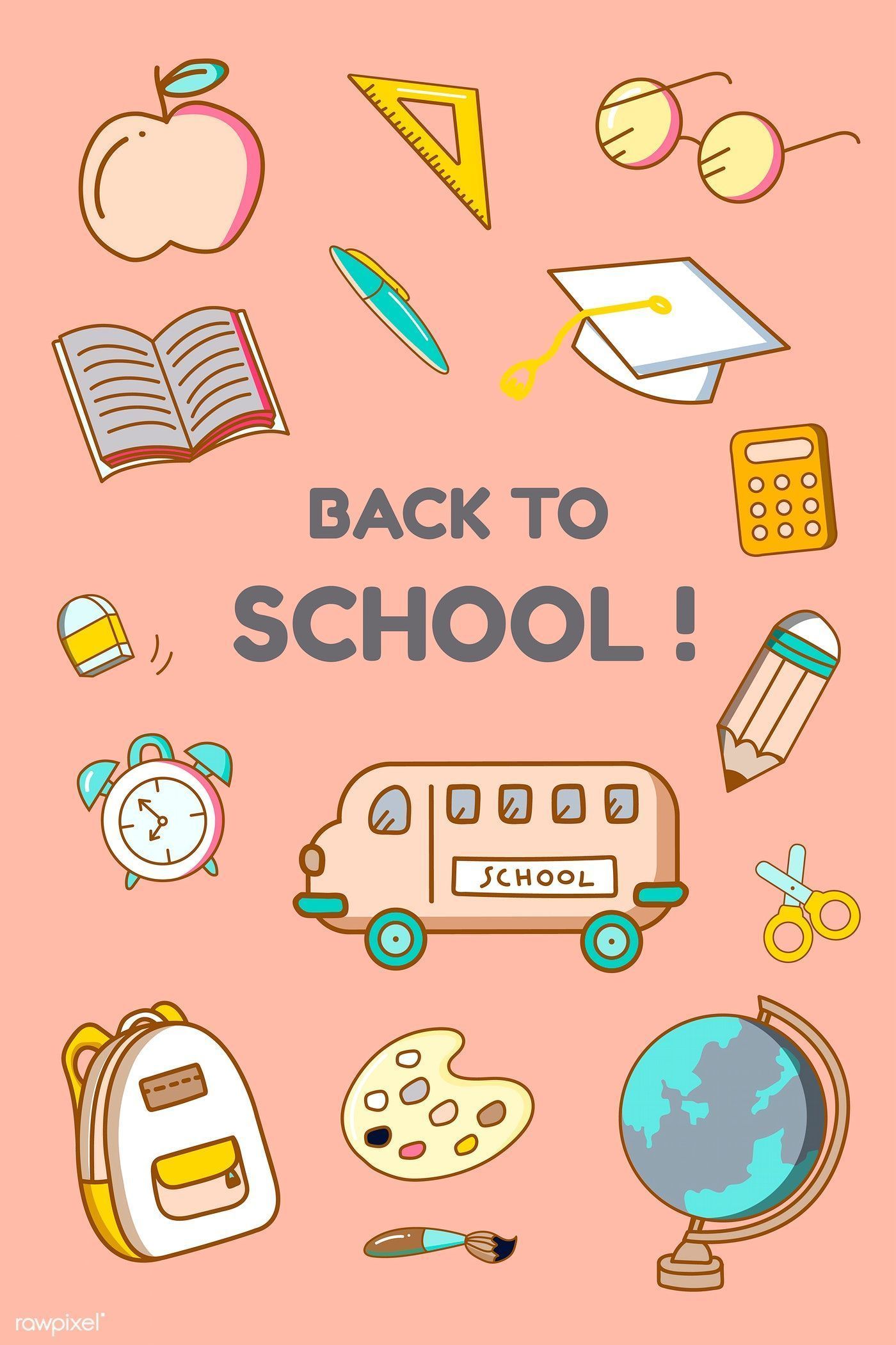 Back to school poster with various objects - School