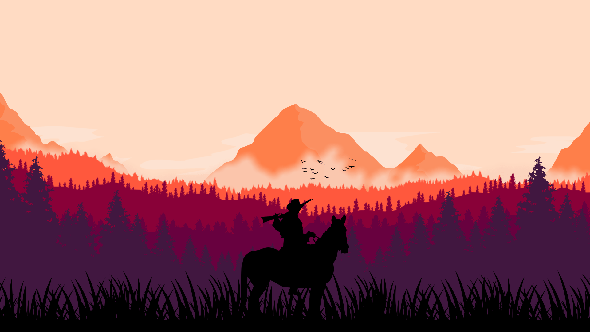 A man riding on horse in front of mountains - Western