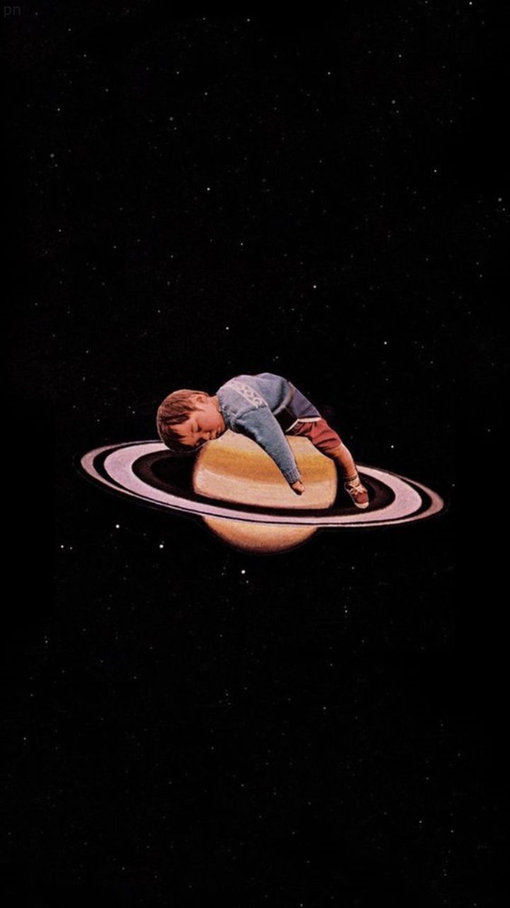 A boy sleeping on a planet in space - 3D