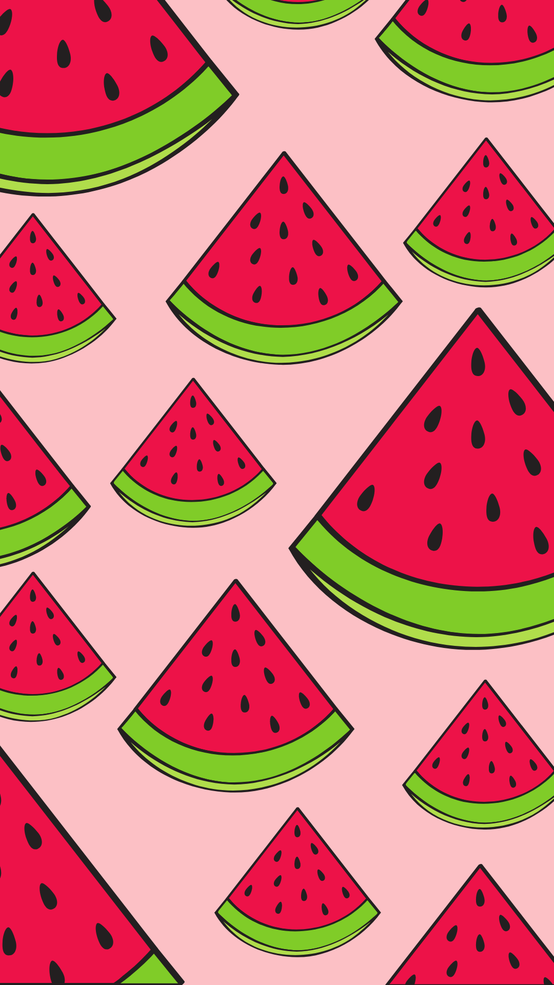 A pattern of watermelon slices on a pink background - Lemon, watermelon